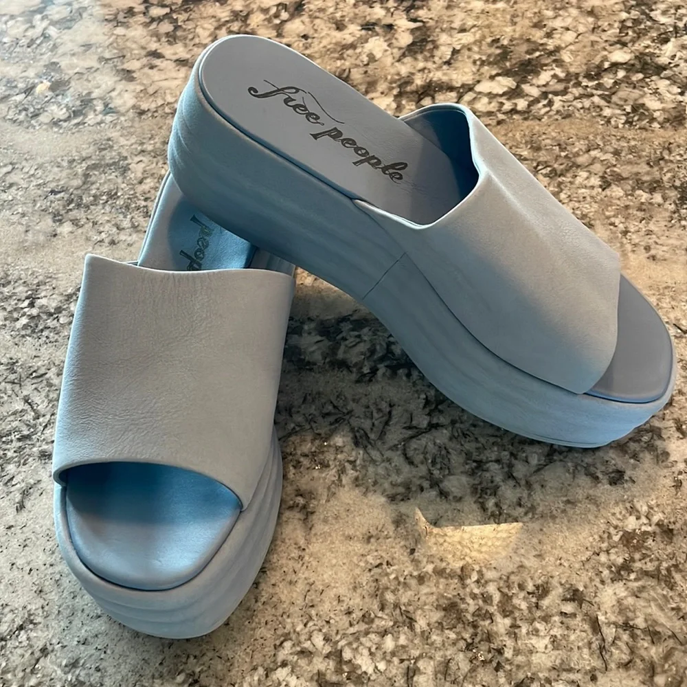 Free People Harbor Platform Sandal Indigo Blue EU 38 US 8 - Picture 4 of 9